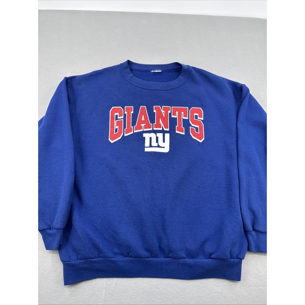 New York Giants NFL Sun-Faded Crewneck‎ Sweatshirt Blue Medium Boxy-Fit